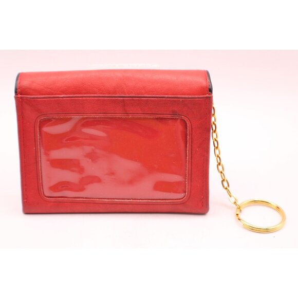 Buxton Red Leather Top Grain Cowhide Folding Wallet Coin Purse w/Keychain Vtg - Picture 4 of 12